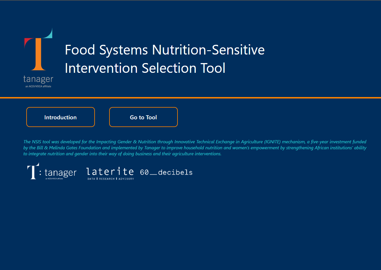 IGNITE Interactive Food Systems Nutrition-sensitive Intervention Selection Tool (NSIS)